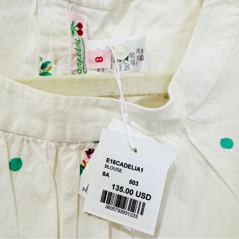 Bonpoint little girls Floral White Blouse NEW_6